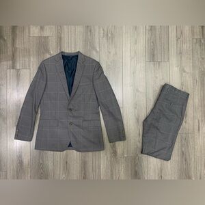 J. Crew Factory Men's Thompson windowpane 2 Piece Suit 40L Waist 34X34